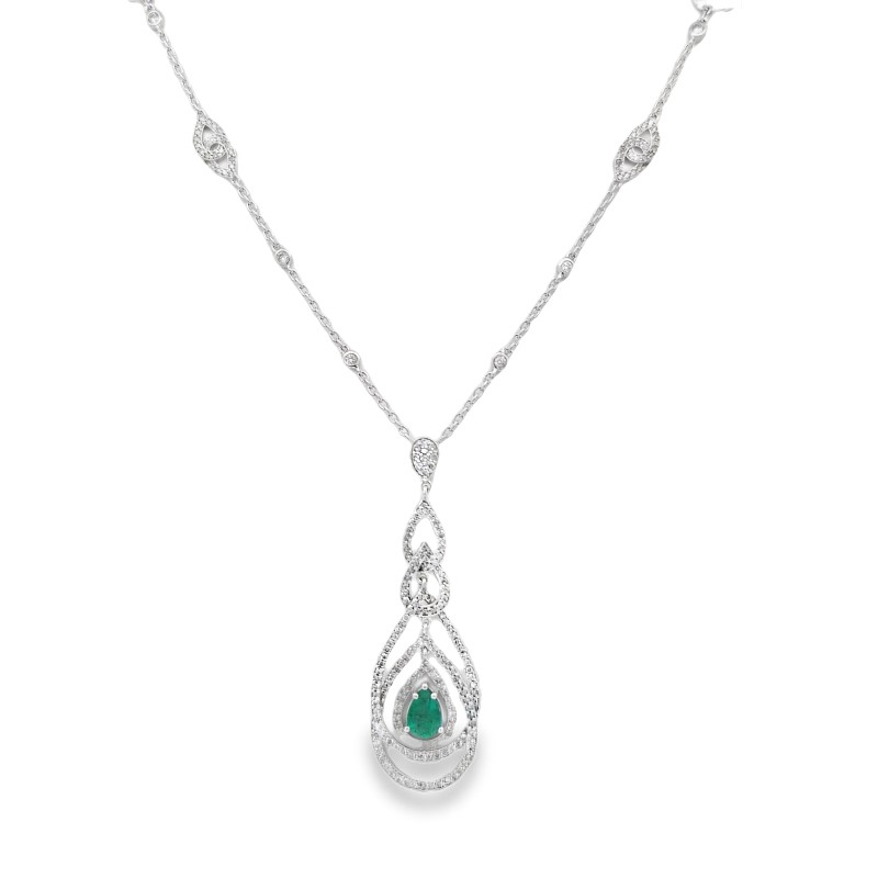 Emerald And Diamond Pendant Necklace