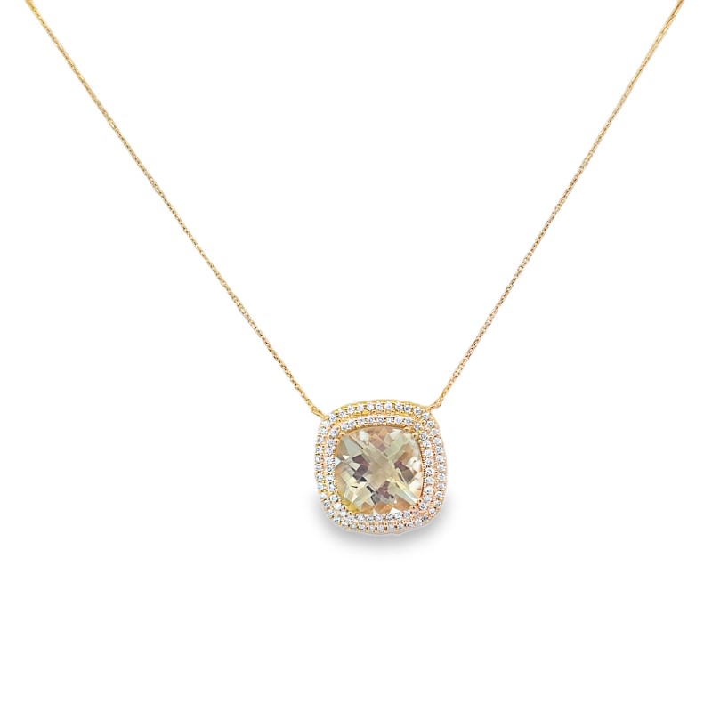 Lemon Quartz And Diamond Necklace