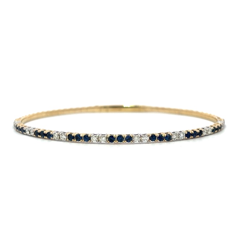 Blue Sapphire and Diamond Flexible Bangle