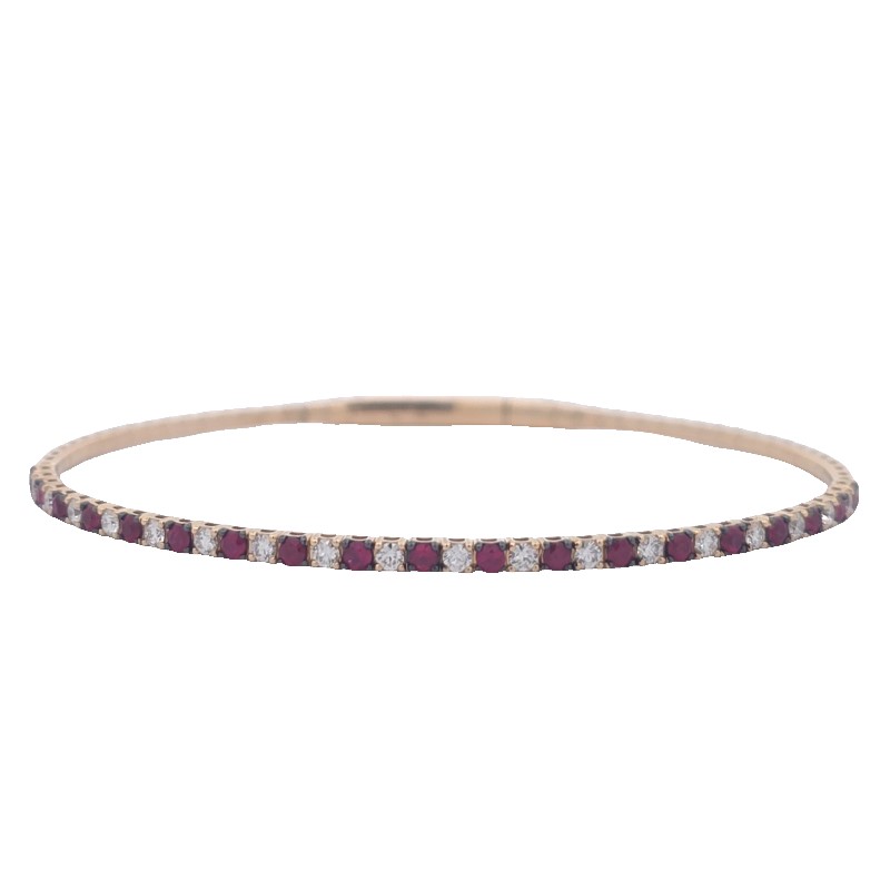 Ruby and Diamond Flexible Bangle