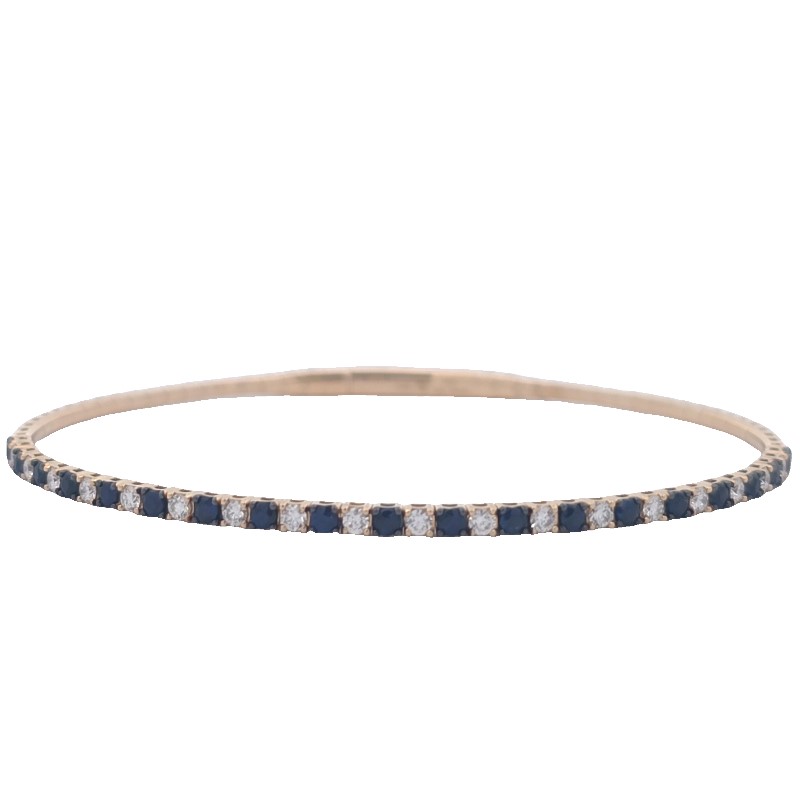 Blue Sapphire and Diamond Flexible Bangle