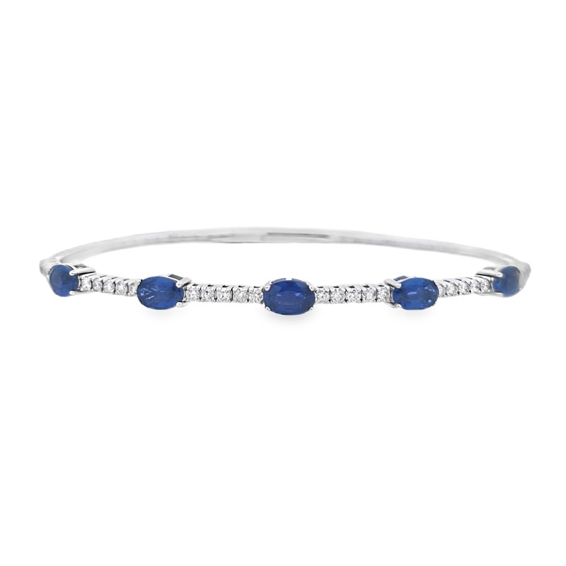 Blue Sapphire And Diamond Flexible Bangle