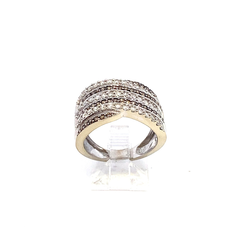 Estate 14 Karat White Gold Chocolate And White Diamond Band