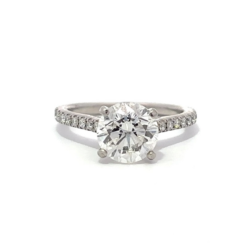 Estate Platinum Round Brilliant Cut IGI Certified Diamond Ring