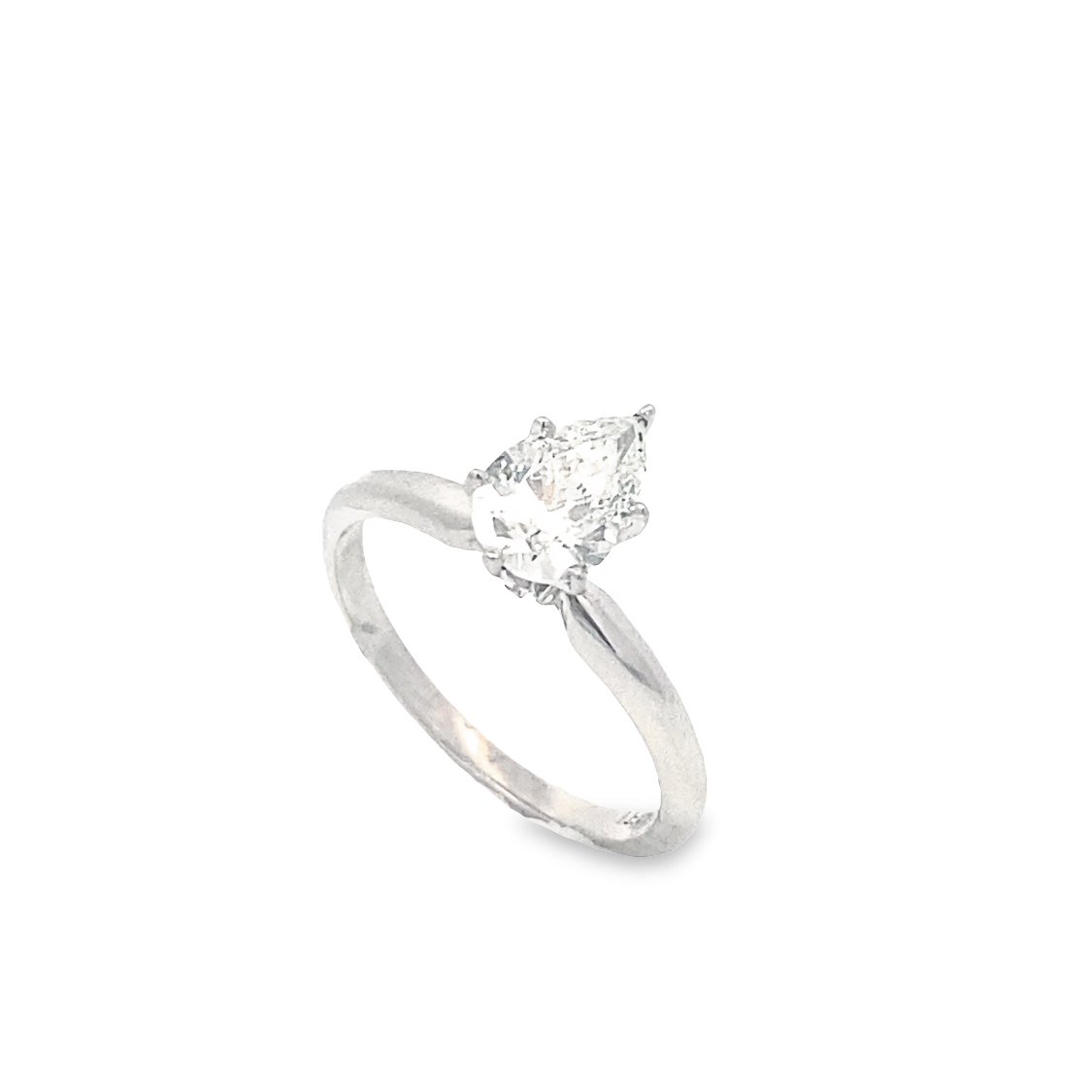 Estate 14 Karat White Gold Pear Shape Diamond Solitaire Ring