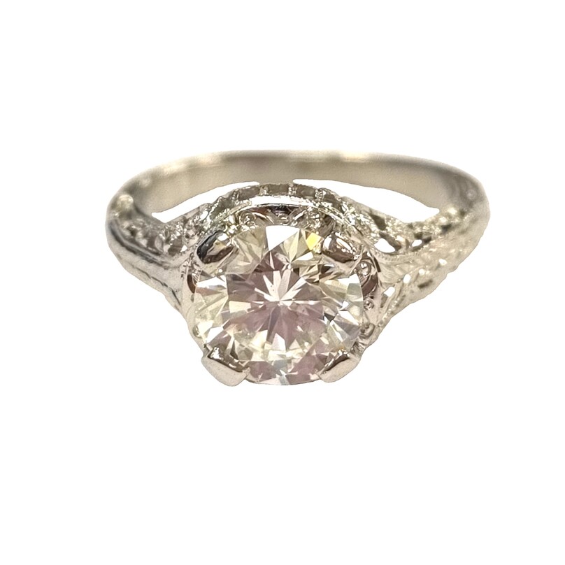 Estate GIA Platinum Diamond Filigree Ring