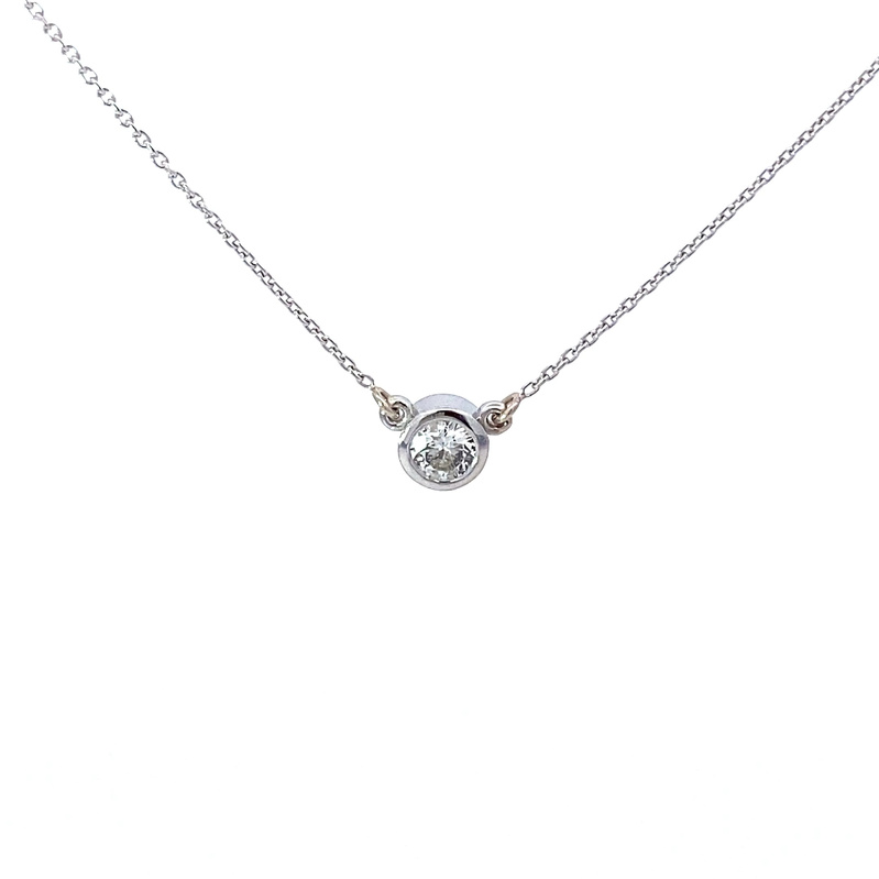 Estate 14 Karat White Gold Diamond Necklace 17 Inches