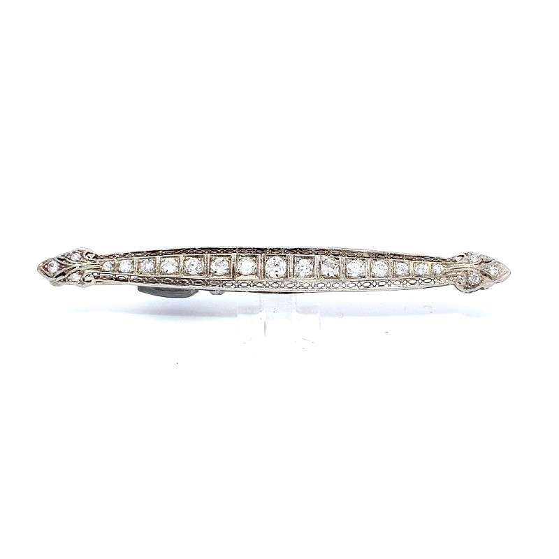 Estate 14 Karat Yellow Gold Diamond Bar Pin