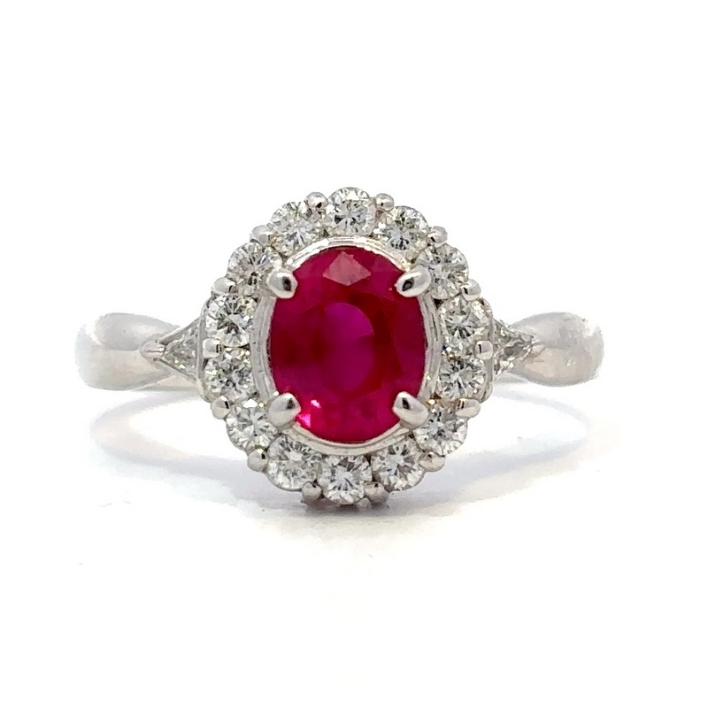 Estate Platinum Ruby And Diamond Ring