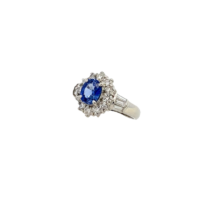 Kamsly Estate Platinum Diamond And Sapphire Ring