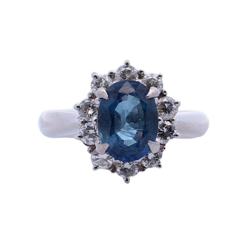 Kamsly Estate Platinum Diamond And Blue Sapphire Ring