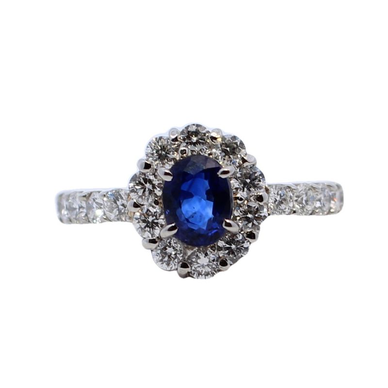 Kamsly Estate Platinum Diamond And Sapphire Ring