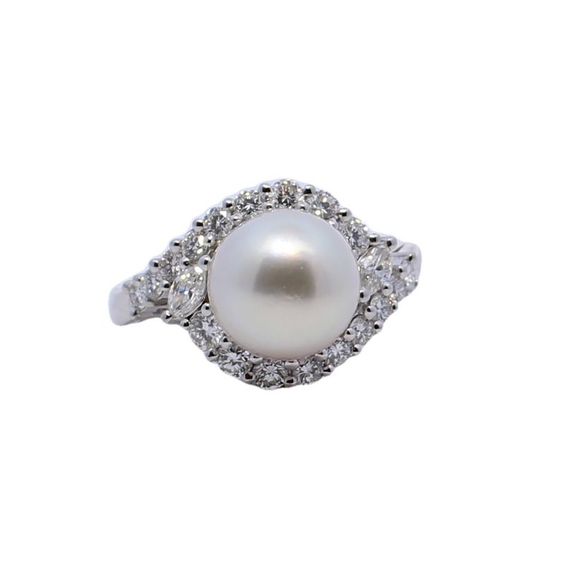 Kamsly Estate Platinum Diamond And Pearl Ring