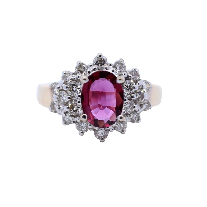 Kamsly Estate 14 Karat Yellow Gold Diamond And Ruby Ring