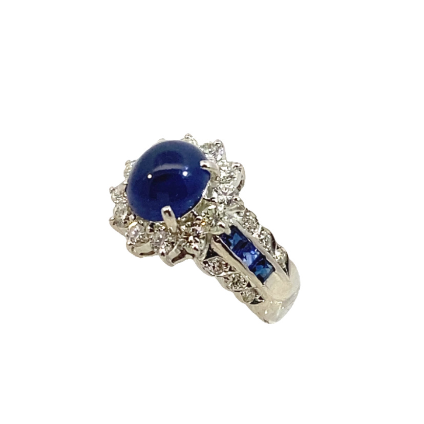 Kamsly Estate Platinum Diamond And Blue Sapphire Ring
