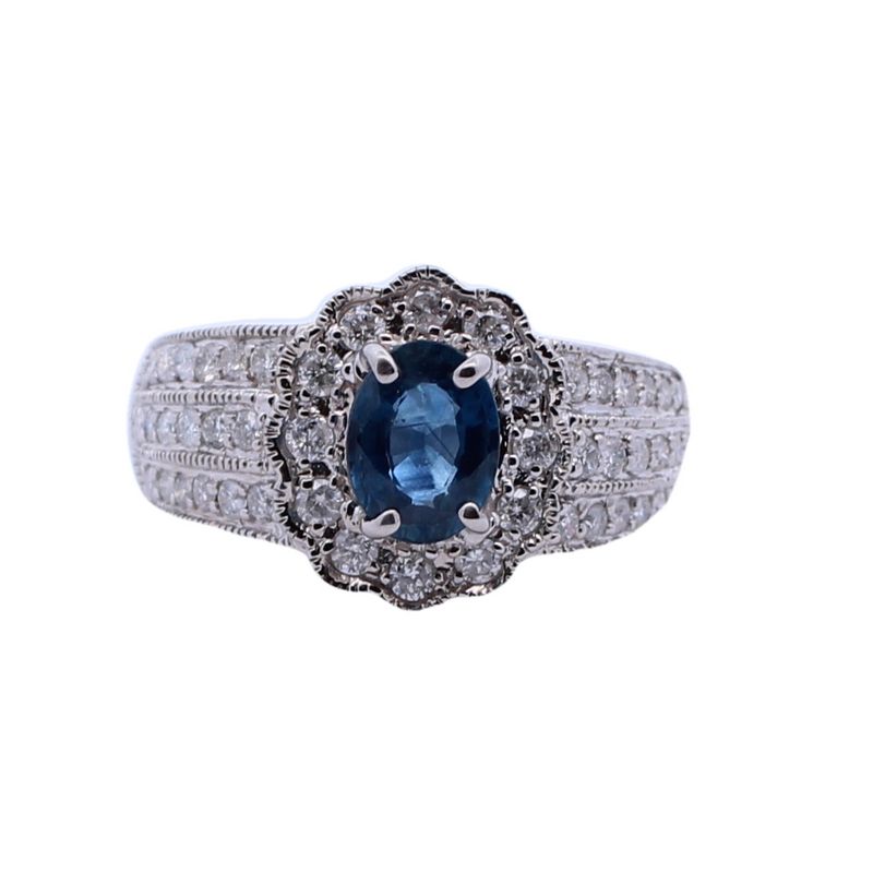 Estate Blue Sapphire And Diamond Ring