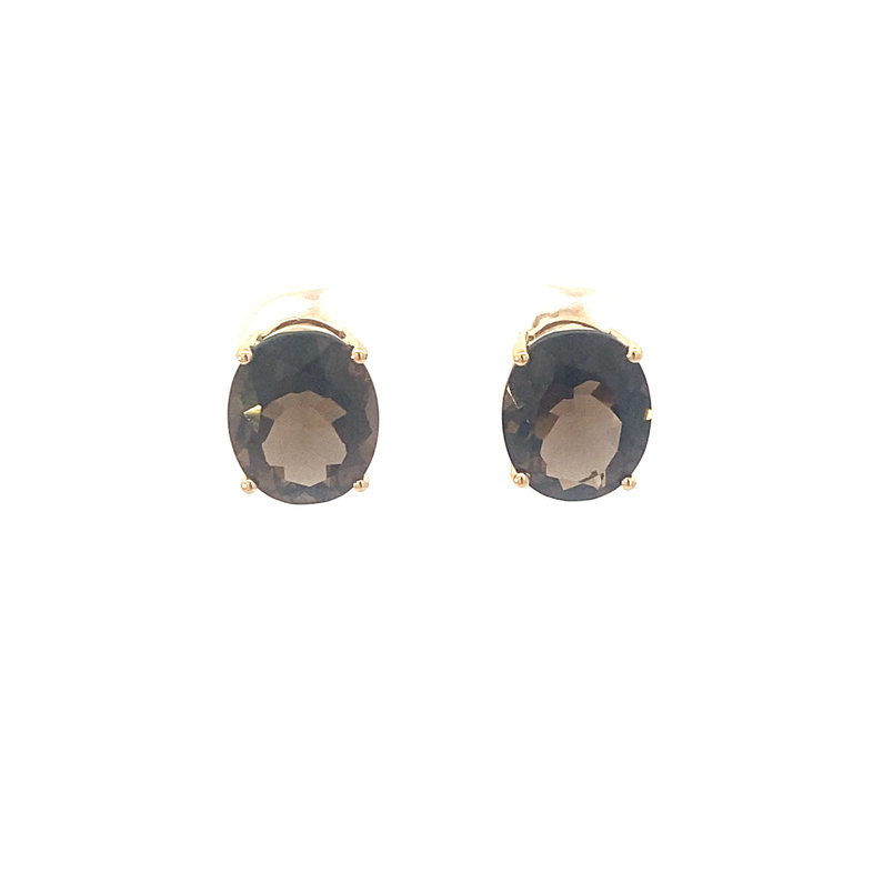 Estate Smokey Quartz Solitaire Earrings