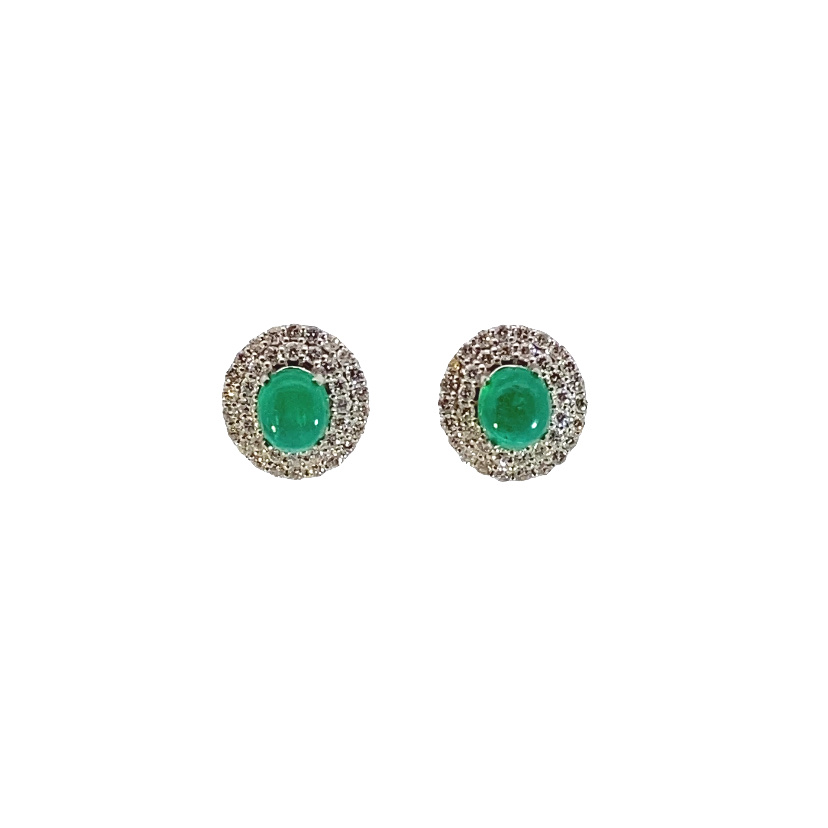 Kamsly Estate Platinum Emerald And Diamond Earrings