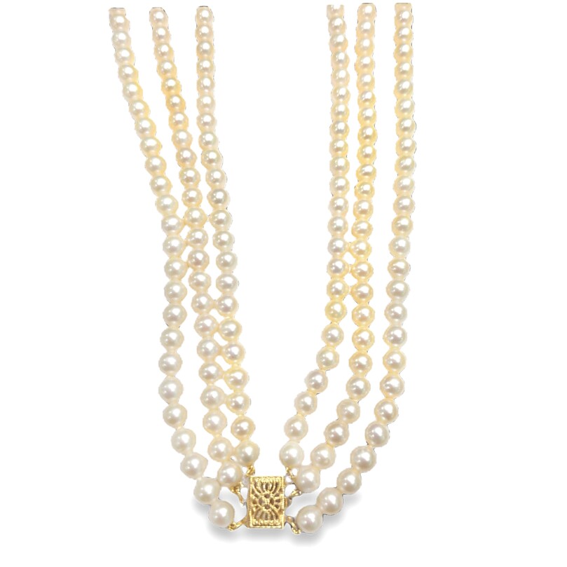 Estate 3 Strand Pearl Necklace