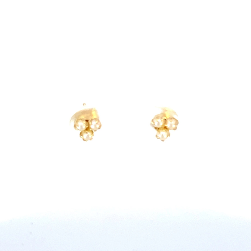 Estate 14 Karat Yellow Gold Seed Pearl Stud Earrings