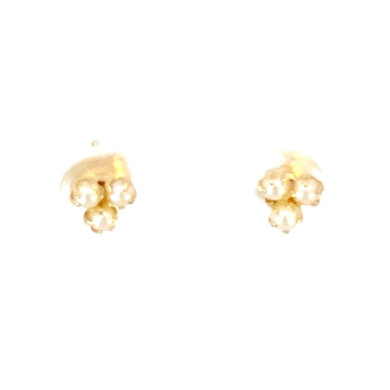 Estate 14 Karat Yellow Gold Seed Pearl Stud Earrings