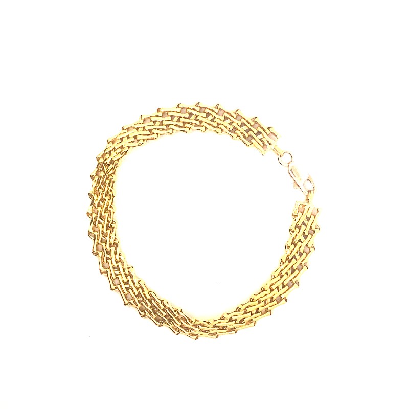 Estate 14 Karat Yellow Gold Woven Bracelet Measuring 8