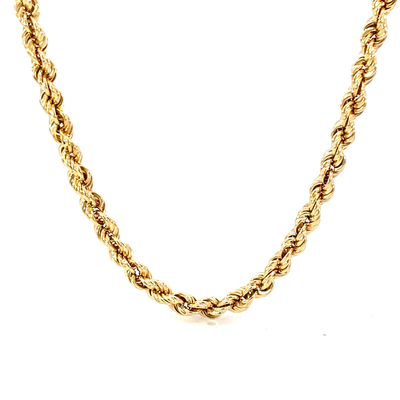 Estate 14 Karat Yellow Gold Hollow Rope Chain Measuring 18