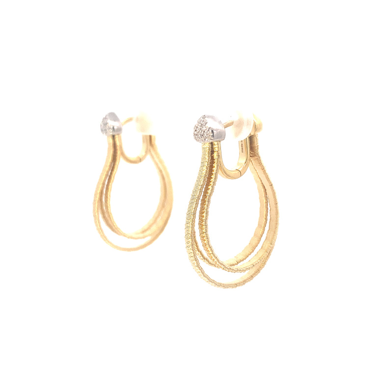 Estate Marco Bicego 18 Karat Yellow Gold/White Gold And Diamond 3 Strand Earrings