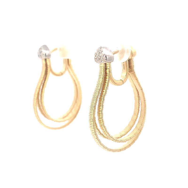 Estate Marco Bicego 18 Karat Yellow Gold/White Gold And Diamond 3 Strand Earrings