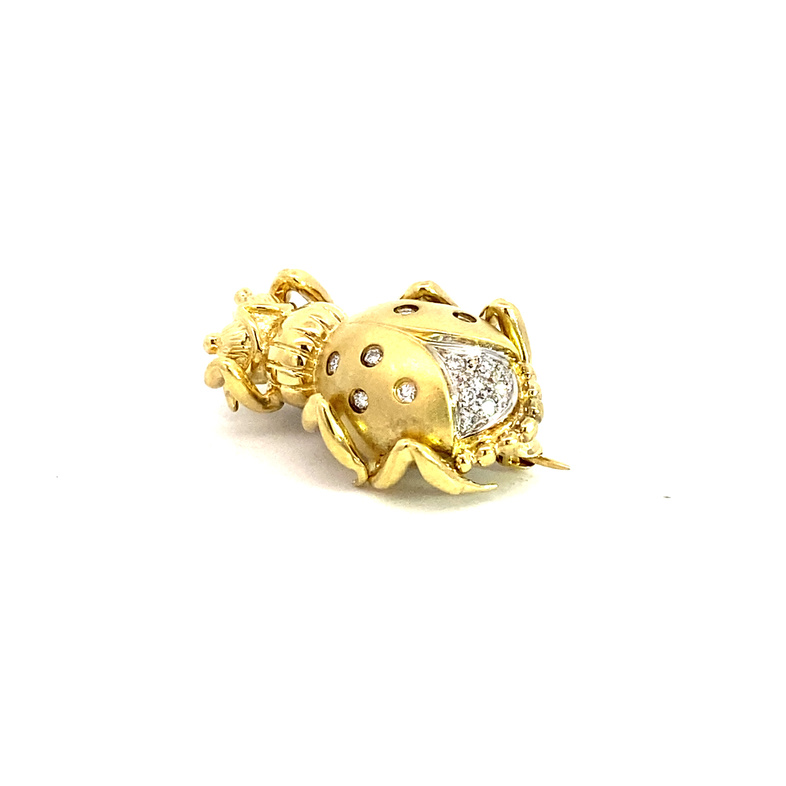 Estate 18 Karat Yellow Gold Beetle Pin