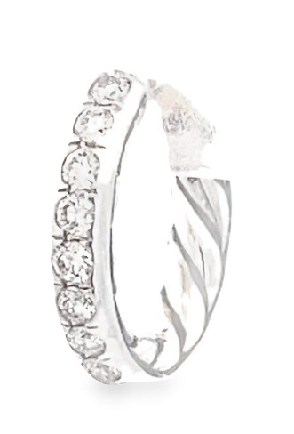 Estate David Yurman  SINGLE Sculpted Cable Huggie Hoop Earrings in Sterling Silver with Diamonds  13mm