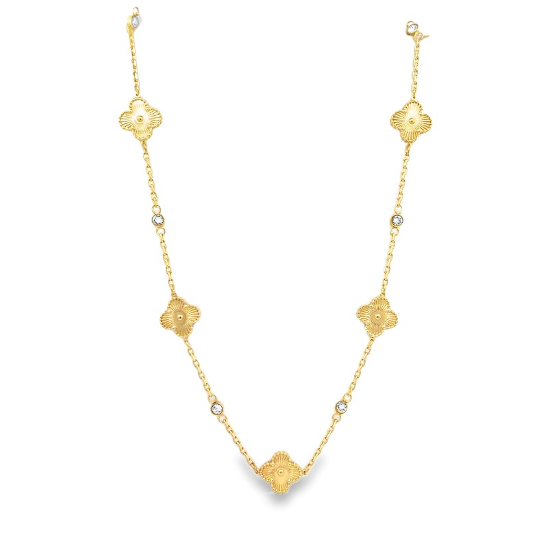 Veloria Collection Lucky Clover And Cz Necklace