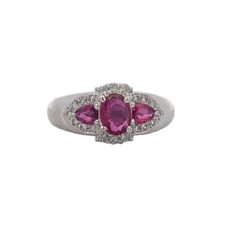 Estate Platinum Ruby And Diamond Ring