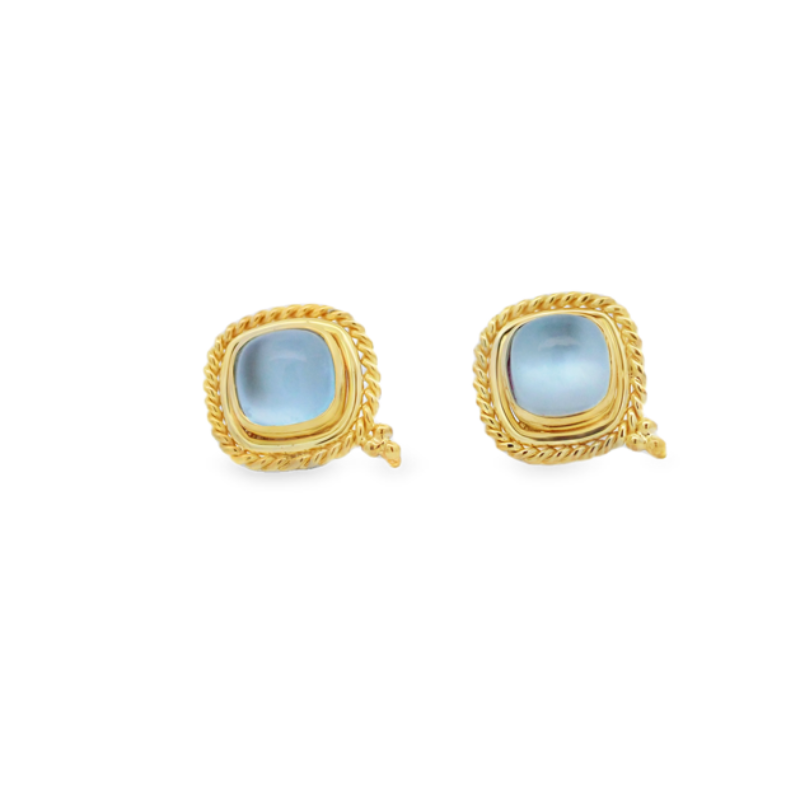 Mazza Blue Topaz And Mother Of Pearl Doublet Earrings With Charm Hook