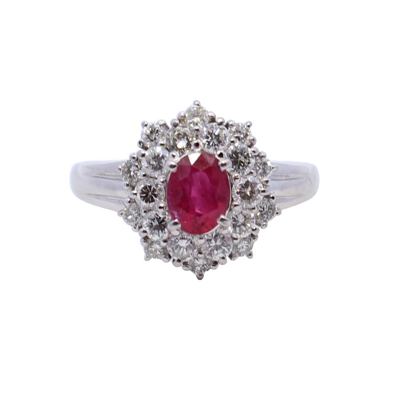 Estate Platinum Ruby And Diamond Ring