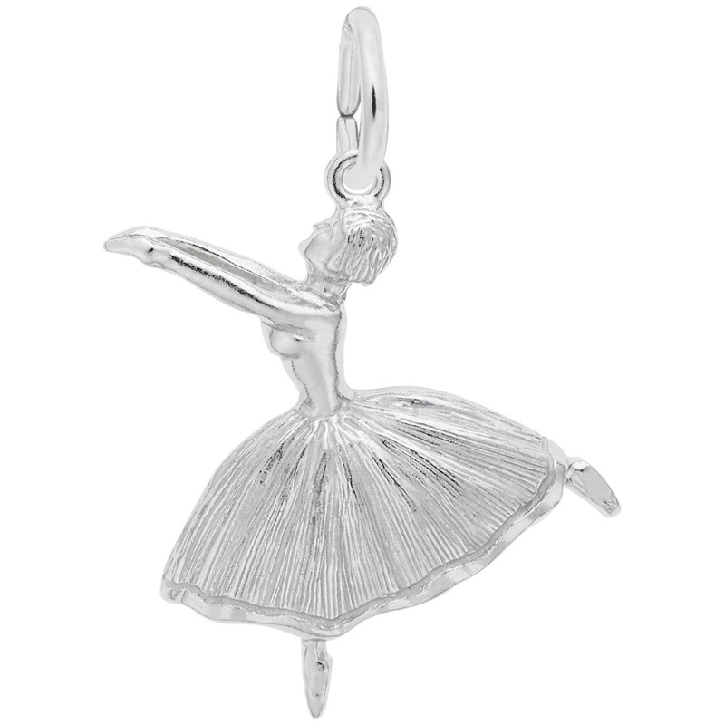 Ballet Dancer with Skirt Charm Sterling Silver