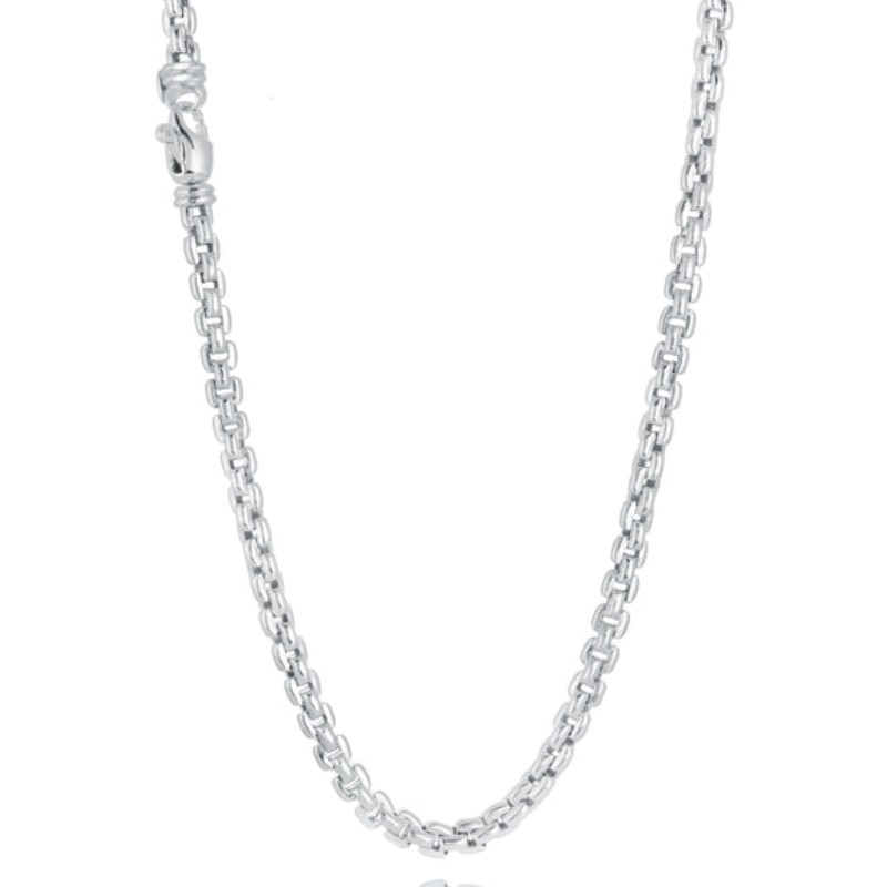 Rounded Cube Link Necklace in White