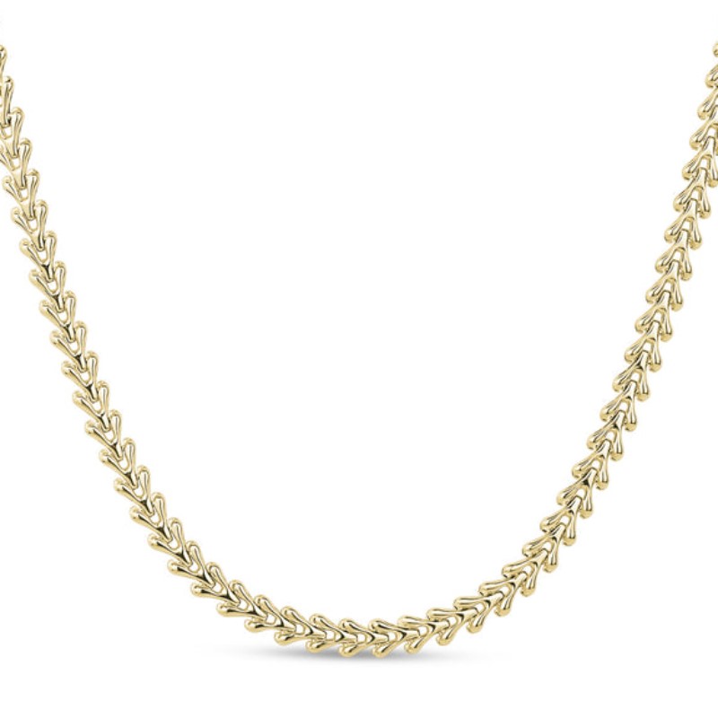 Flat Heart Link Necklace in Yellow