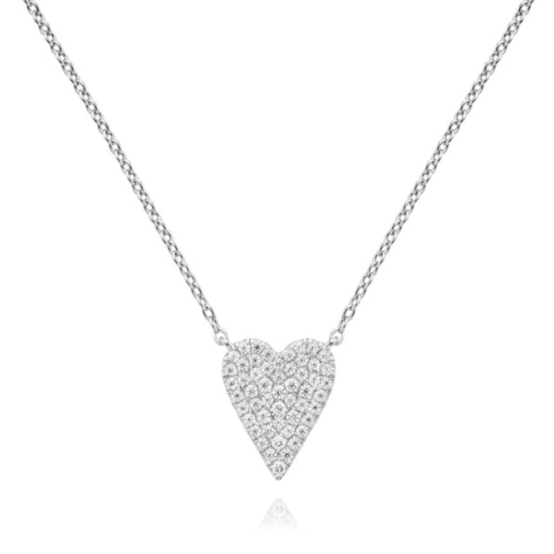 Sharp Heart Pave Necklace In White Sharp Heart Pave Necklace In White