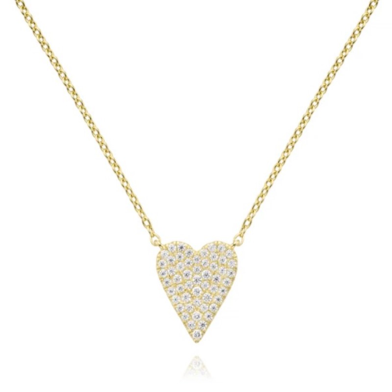 Sharp Heart Pave Necklace In Yellow Sharp Heart Pave Necklace In Yellow