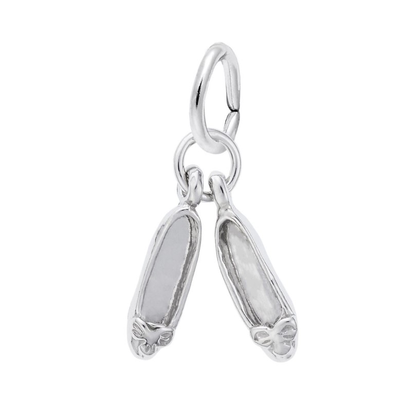 Pair of Ballet Shoes Accent Charm Sterling Silver