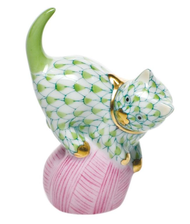 Herend Key Lime Mischievous Cat