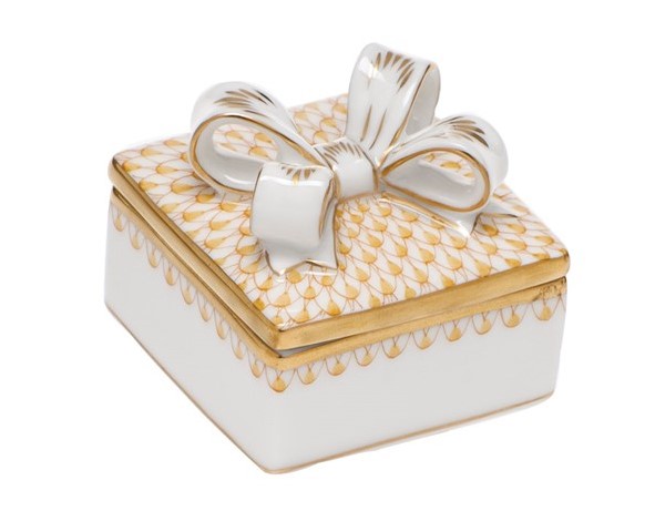 Herend Butterscotch Box With Bow