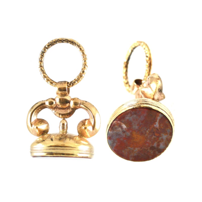 Estate Gold Filled Agate Pocket Watch Fob