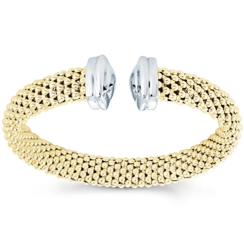 Square Edge Mesh Bangle in Yellow & White