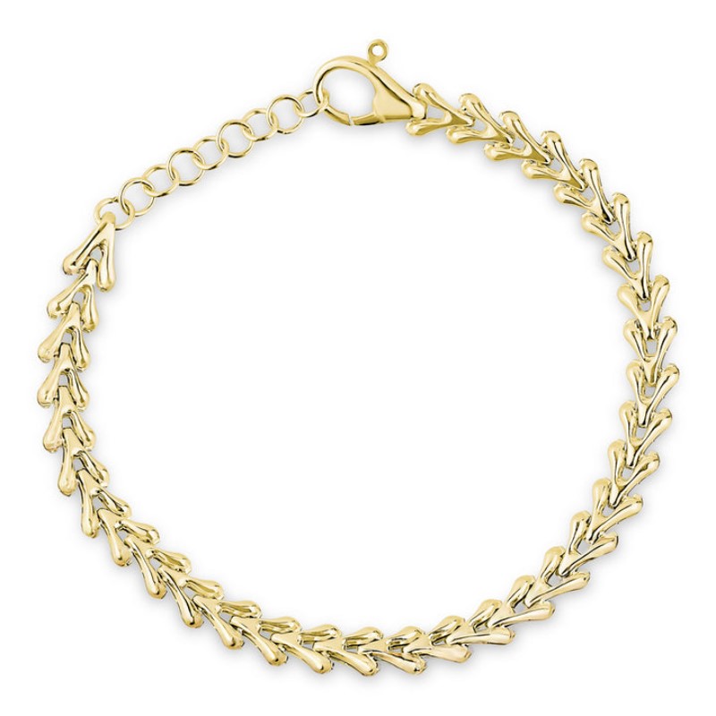Flat Heart Link Bracelet in Yellow
