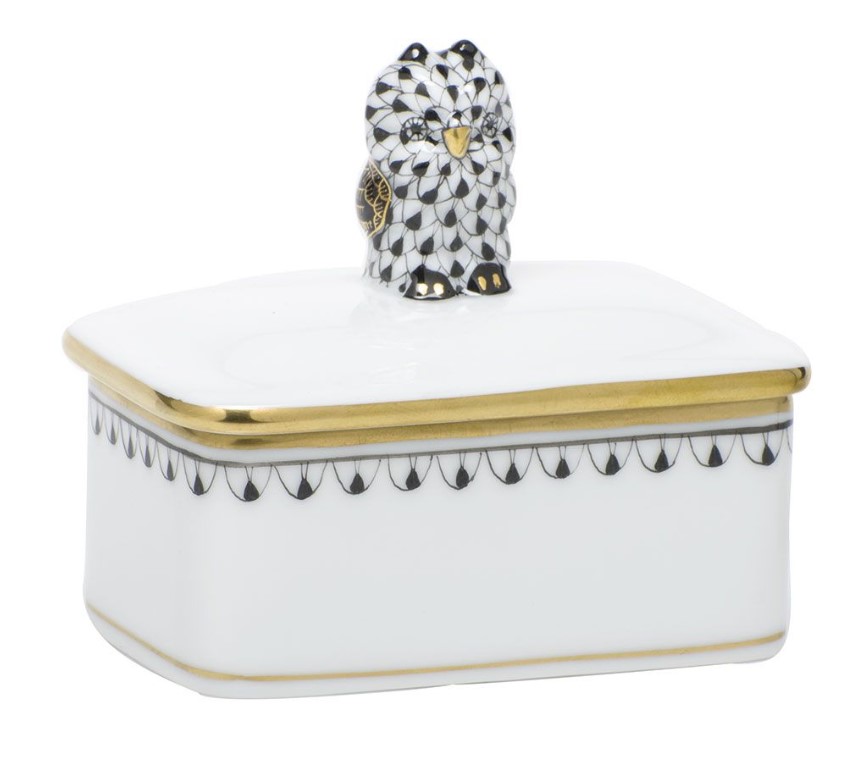 Herend Black Owl Box