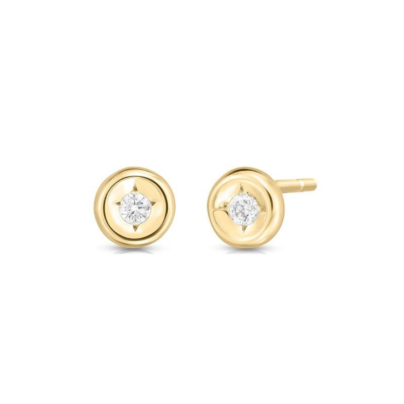 Roberto Coin 18 Karat Yellow Gold Diamond Stud Earrings From The Classic Diamond Collection