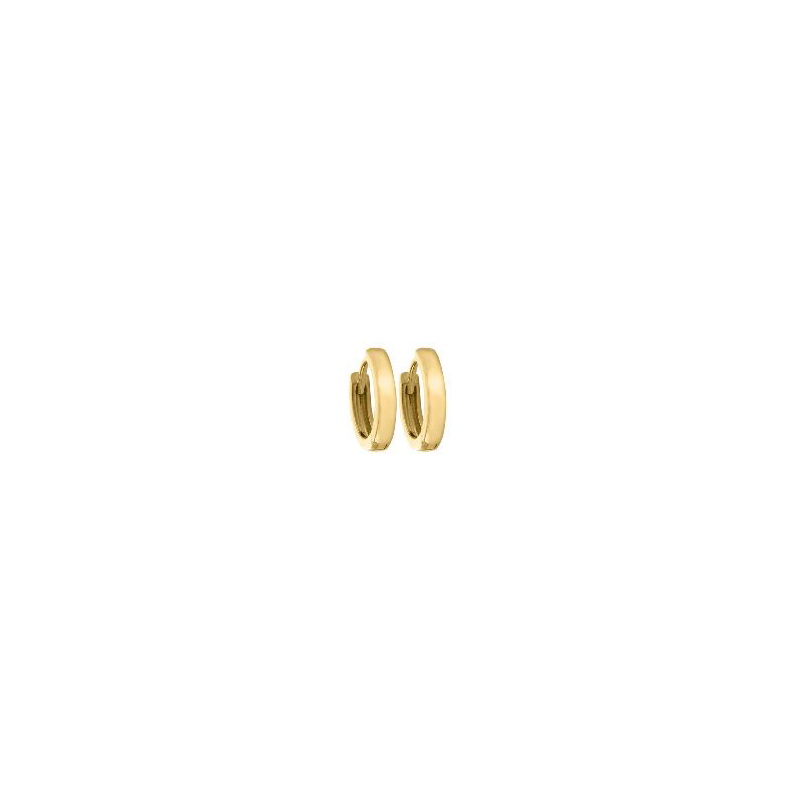 14 Karat Yellow Gold Plain Polished Huggie Earrings.