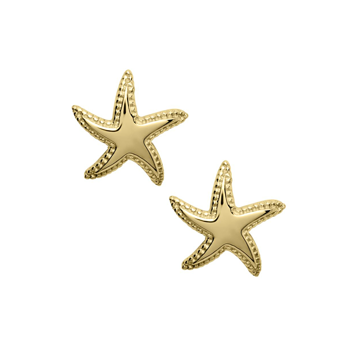 14 Karat Yellow Gold Baby Starfish With Beaded Edge Earrings